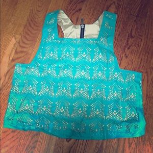 Parker green laser cut crop top